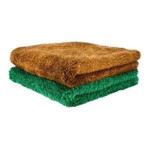 Intense 2 pack edgeless buffing towel long fibers Green/Bronze 550 gsm